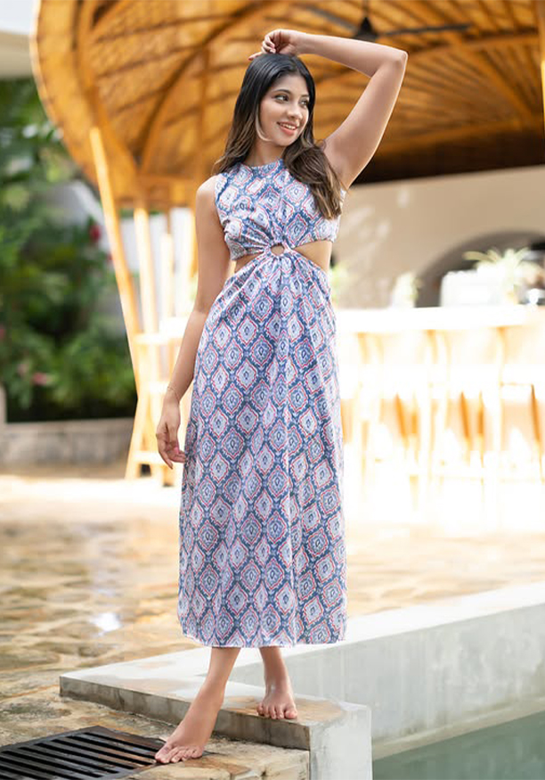 LAYLA ASH MIX PRINTED DRESS