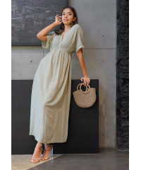 OLIVIA V NECK GREEN DRESS