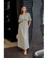 OLIVIA V NECK GREEN DRESS