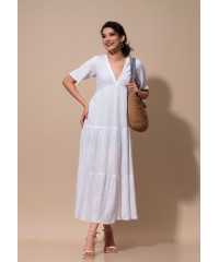 KARA V NECK LAYERD WHITE DRESS