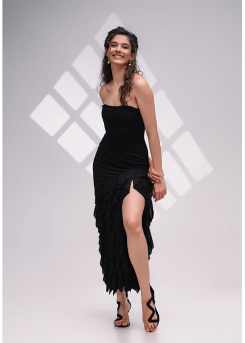 EMERY RUFFLE BLACK DRESS