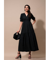 GRAICE V NECK BLACK DRESS