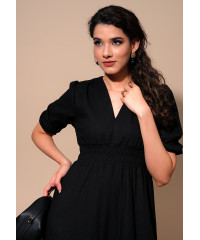 GRAICE V NECK BLACK DRESS