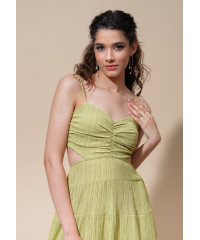 LINA SIDE CUTOUT GREEN DRESS