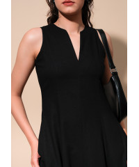 ESMI V NECK BLACK DRESS