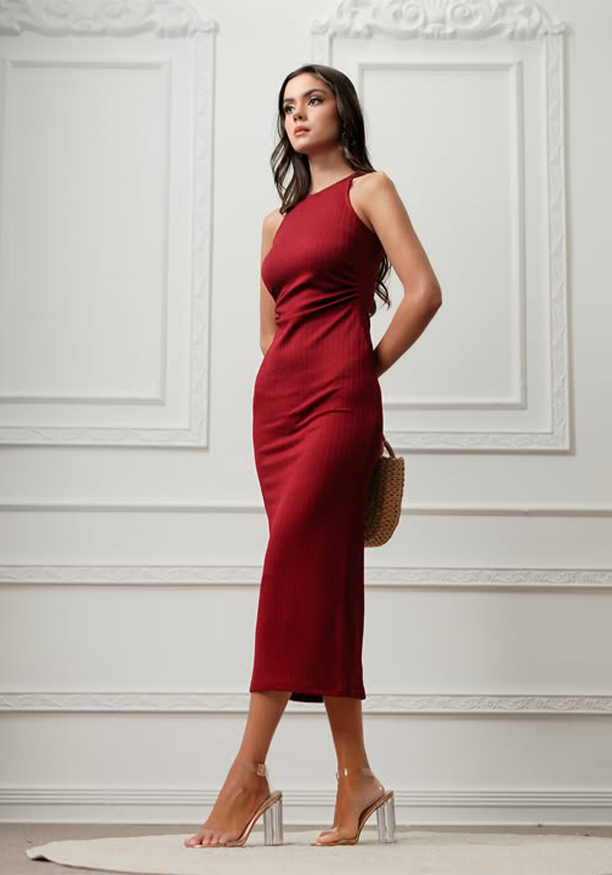 IRIS MAROON TIGHT DRESS