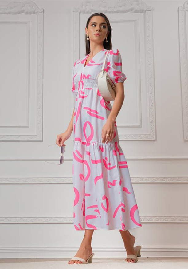 ZALI PINK PRINTED DRESS