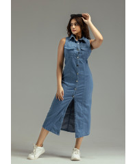 SLEEVELESS LIGHT BLUE DENIM DRESS