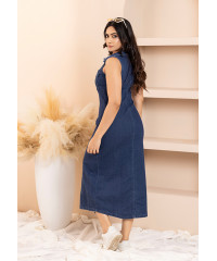 SLEEVELESS DARK BLUE DENIM DRESS