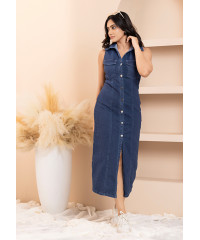 SLEEVELESS DARK BLUE DENIM DRESS
