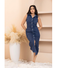 SLEEVELESS DARK BLUE DENIM DRESS
