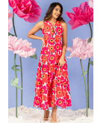 FRONT V NECK PINK DRESS