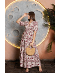 NOVA RED AND WHITE PRINTED DRESS