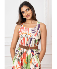 ADRIYANA RED MIX LONG DRESS