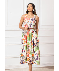 ADRIYANA RED MIX LONG DRESS