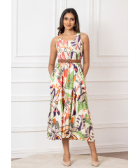 ADRIYANA RED MIX LONG DRESS