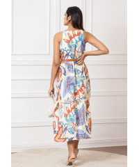 ADRIYANA BROWN MIX LONG DRESS