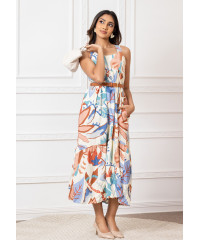 ADRIYANA BROWN MIX LONG DRESS