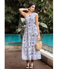 SUSAN ONE SHOULDER BLUE DRESS