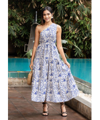 SUSAN ONE SHOULDER BLUE DRESS