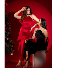 ALIZA HALTER NECK BLACK LONG DRESS