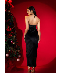 ALIZA HALTER NECK BLACK LONG DRESS