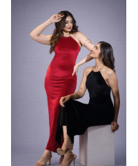 ALIZA HALTER NECK BLACK LONG DRESS ALIZA HALTER NECK BLACK LONG DRESS