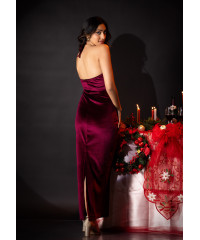 ALIZA HALTER NECK MAROON LONG DRESS