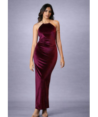 ALIZA HALTER NECK MAROON LONG DRESS ALIZA HALTER NECK MAROON LONG DRESS
