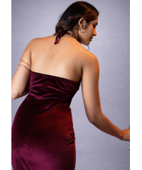 ALIZA HALTER NECK MAROON LONG DRESS ALIZA HALTER NECK MAROON LONG DRESS