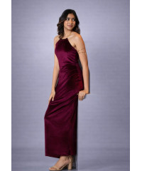 ALIZA HALTER NECK MAROON LONG DRESS ALIZA HALTER NECK MAROON LONG DRESS