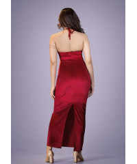 ALIZA HALTER NECK LONG RED DRESS ALIZA HALTER NECK LONG RED DRESS