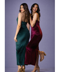 ALIZA HALTER NECK LONG GREEN DRESS ALIZA HALTER NECK LONG GREEN DRESS
