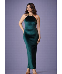ALIZA HALTER NECK LONG GREEN DRESS ALIZA HALTER NECK LONG GREEN DRESS