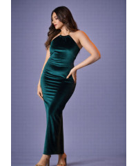 ALIZA HALTER NECK LONG GREEN DRESS ALIZA HALTER NECK LONG GREEN DRESS