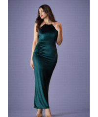 ALIZA HALTER NECK LONG GREEN DRESS ALIZA HALTER NECK LONG GREEN DRESS