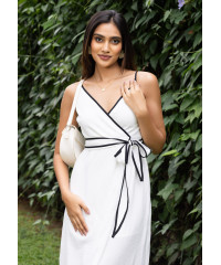 LILIAN CONTRASTING OFF WHITE DRESS