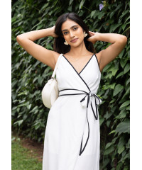 LILIAN CONTRASTING OFF WHITE DRESS