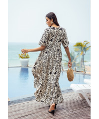 JENNY V NECK BLACK & WHITE DRESS