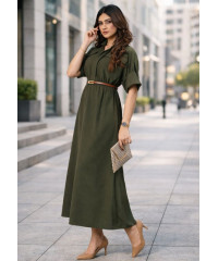 EVELYN UTILITY KAKI GREEN MAXI DRESS
