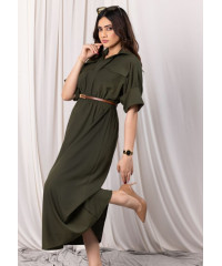 EVELYN UTILITY KAKI GREEN MAXI DRESS