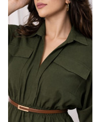 EVELYN UTILITY KAKI GREEN MAXI DRESS