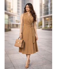 KATEY SLEEVELESS BROWN DRESS 