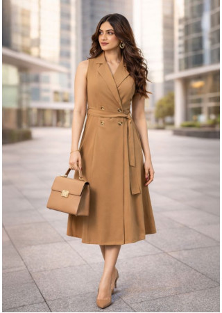 KATEY SLEEVELESS BROWN DRESS 