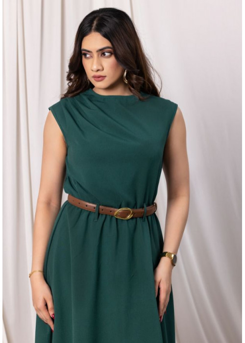 AZERIA SLEEVELESS GREEN MIDI DRESS