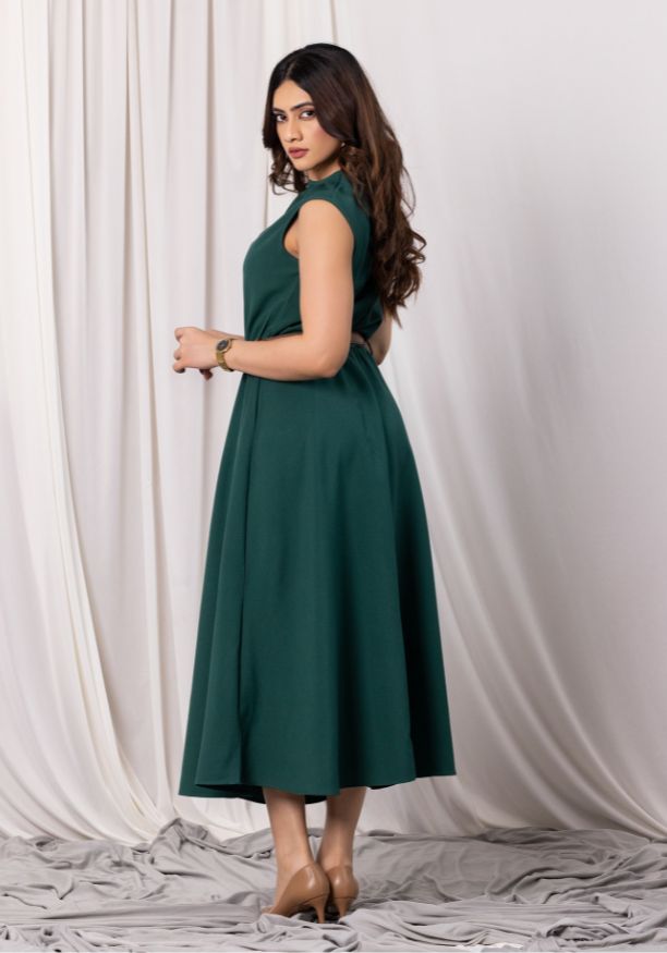  AZERIA SLEEVELESS GREEN MIDI DRESS
