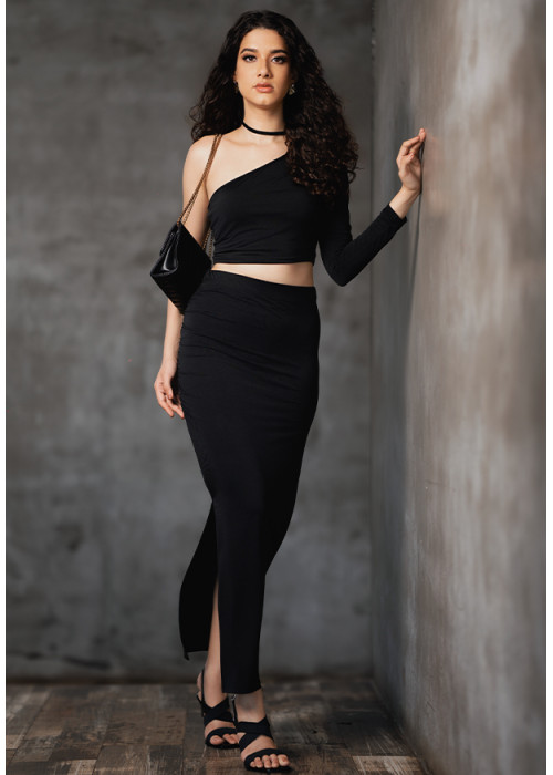 NOVA ROUCHED BLACK SKIRT