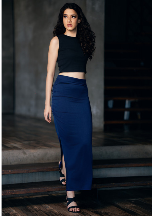 NOVA ROUCHED BLUE SKIRT