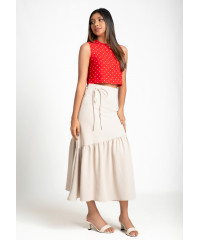 JUDIEASYMMETRICAL CREAM MAXI SKIRT 