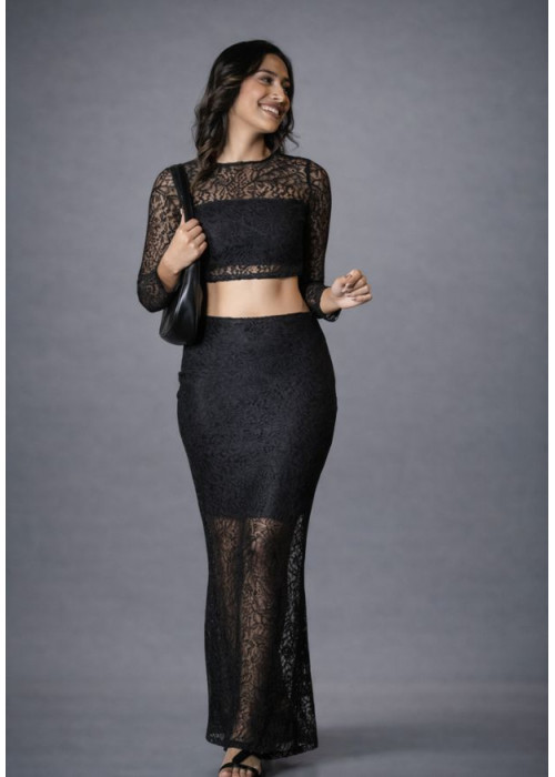 AFIA BLACK LONG SKIRT